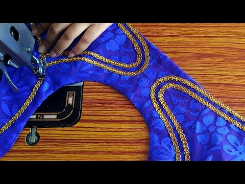 Net blouse lace design|cutting and stitching back neck. - YouTube