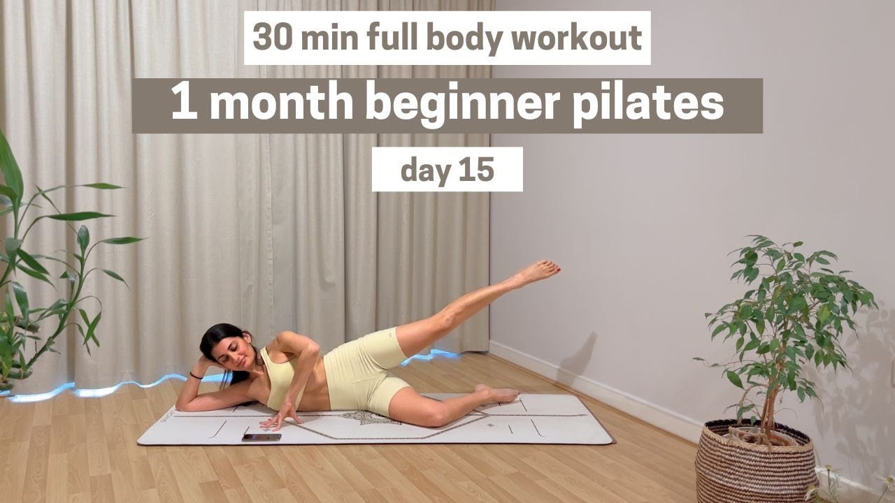 DAY 15 || 1 MONTH BEGINNER PILATES || 30 MIN FULL BODY WORKOUT || At ...