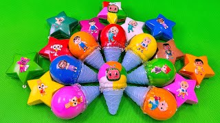 Stars Rainbow Pinkfong CLAY: Finding Cocomelon Ice Cream with SLIME Coloring! Satisfying ASMR Videos
