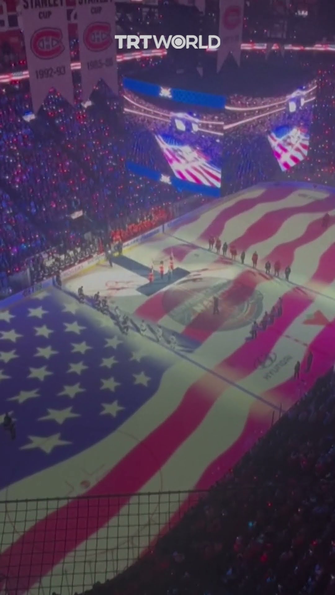 Montreal crowd boos US national anthem at USA v Canada hockey game