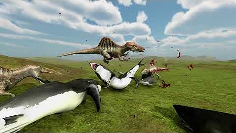 4 Spinosaurus vs 4 Megalodon - Beast Battle Simulator