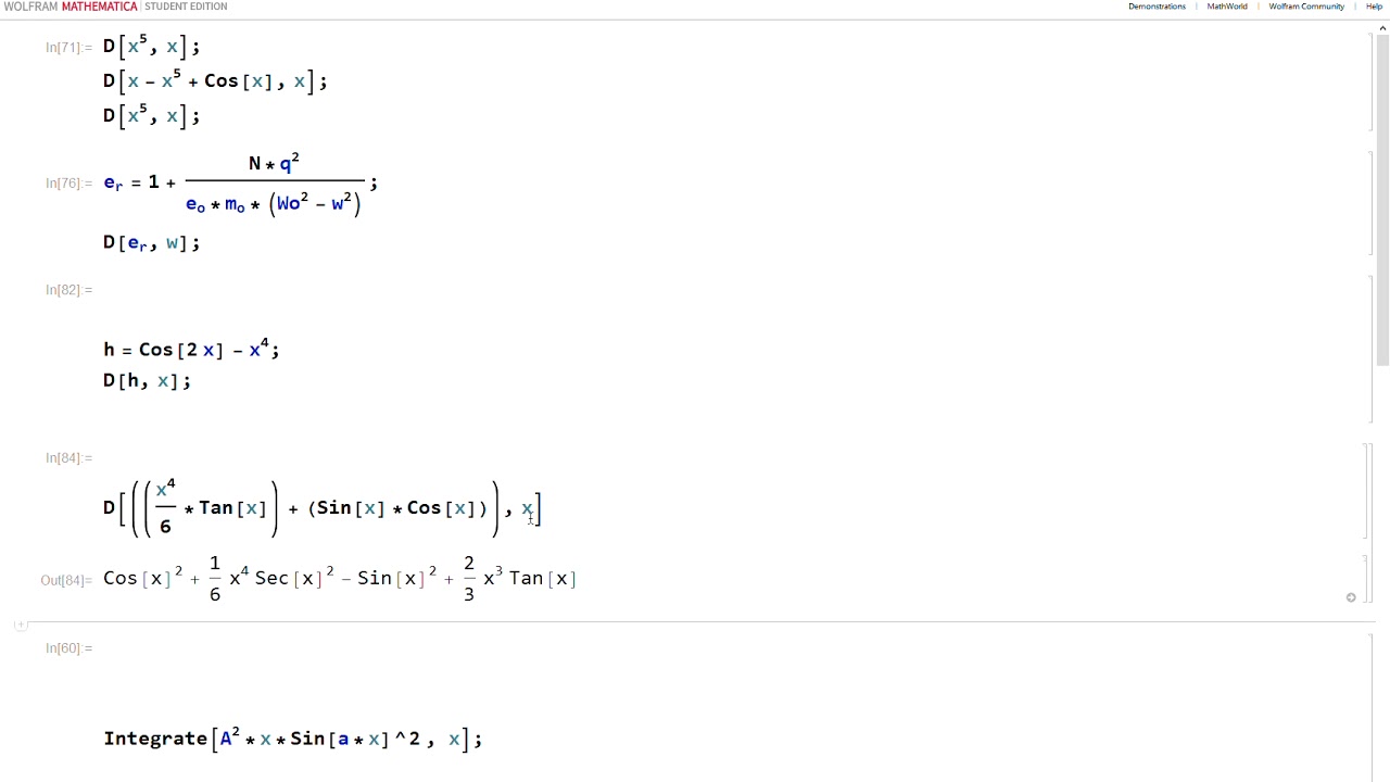 Differentiation and Integration in Mathematica - YouTube