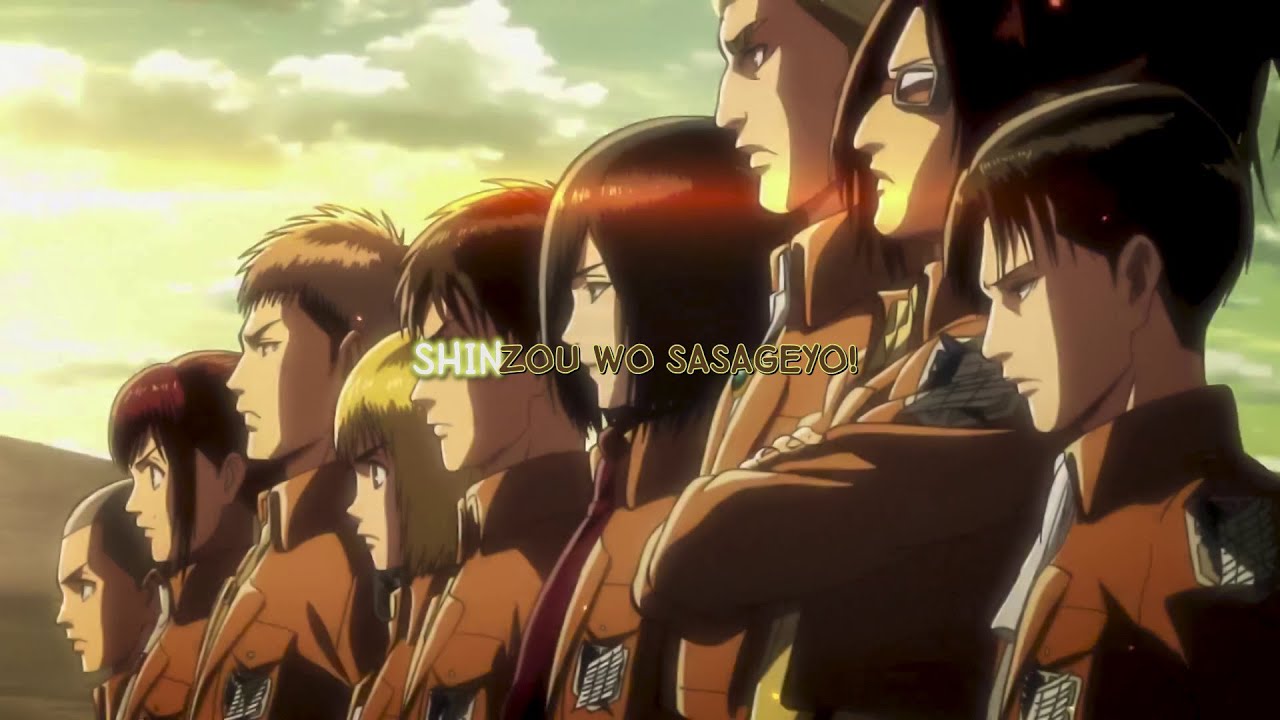 Attack On Titan Opening Season 2 : Linked Horizon - Shinzou Wo Sasageyo ( lyrics) 