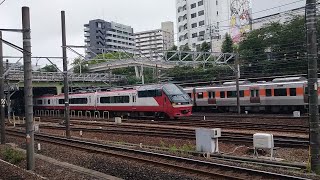 名鉄1200系1114Fパノラマスーパー特急河和行き金山駅到着（2023年7月9日JR金山駅にて撮影）