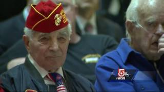 Gov. Baker gets emotional speaking about heroism of war heroes