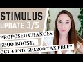 Proposed Unemployment Stimulus Changes - $10,200 Tax Free, $300 Boost, Oct 4 Extension-Stimulus  3-5