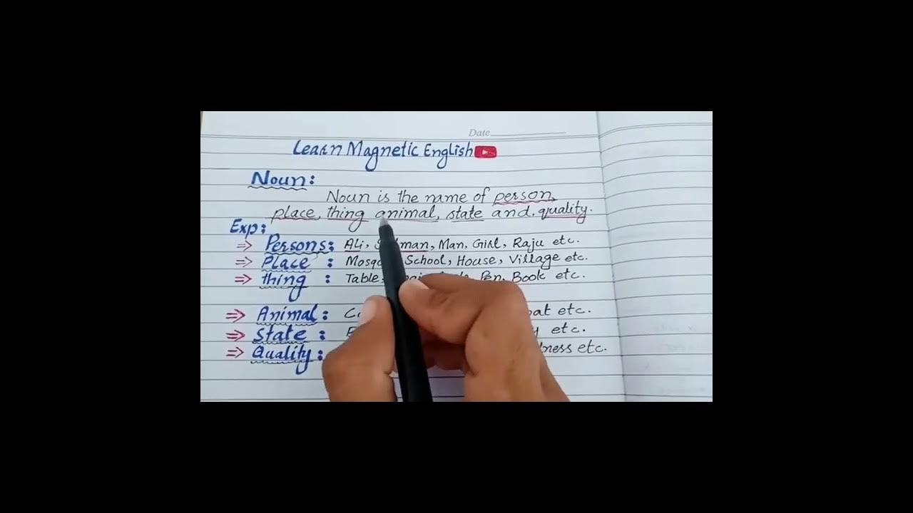 What is Noun? learn with example! Parts of speech. YouTube