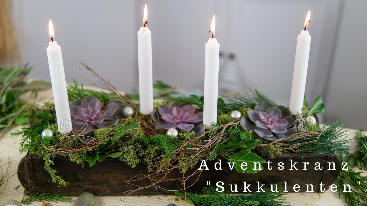 DIY Adventskranz mit Sukkulenten