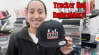 Embroidering Trucker Hats on my Melco EMT16X Embroidery Machine