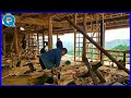 the process of installing a beautiful wooden house on the mountain, from start to finish part 1