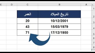 كيفية حساب العمر من تاريخ الميلاد فقط تلقائيا في الإكسيل| Calculate Age Using a Date of Birth