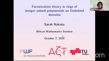 Sarah Nakato | Factorization theory in rings of integer-valued polynomials on Dedekind domains