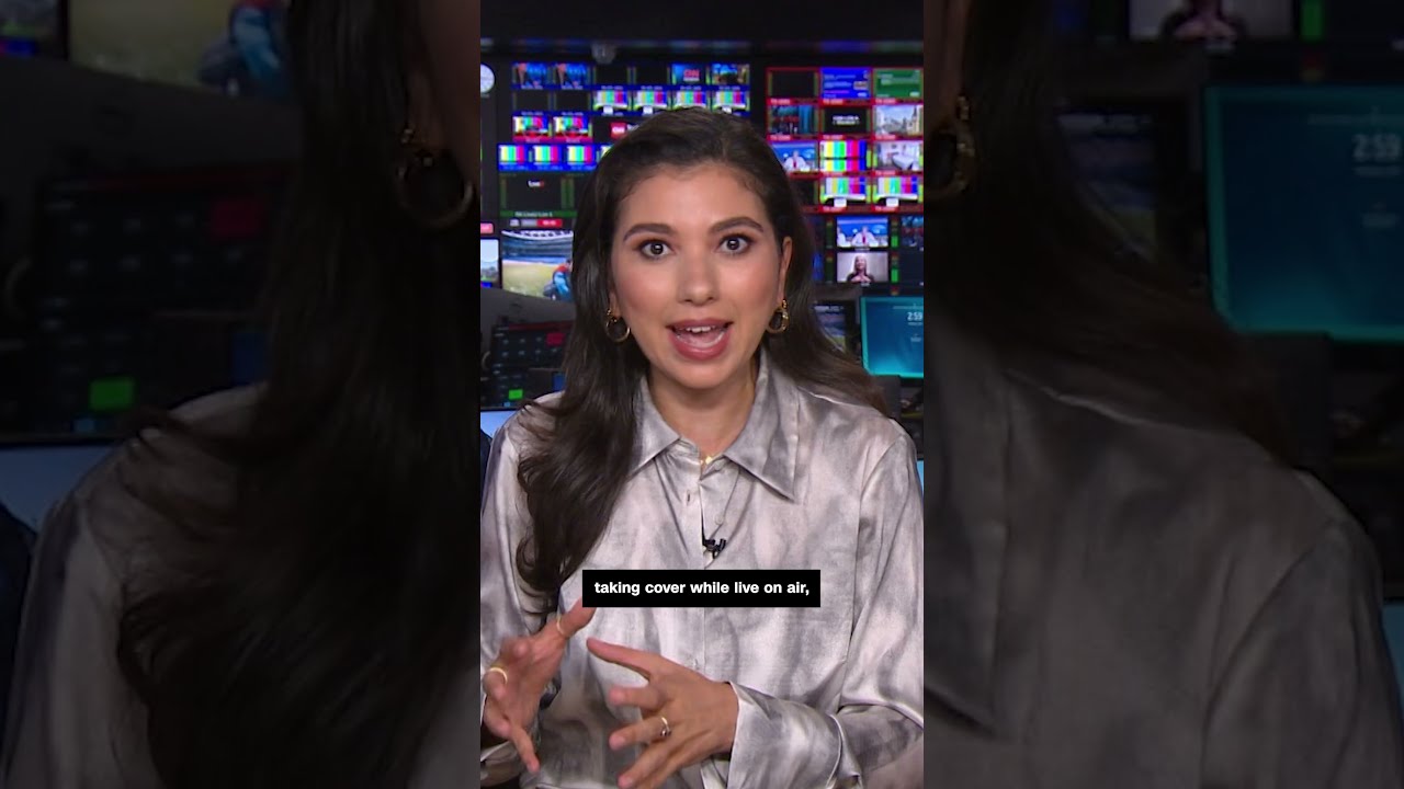 Syrian Anchor Takes Cover From Airstrike Live On TV