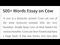 cow essay in English. Write an essay cow in English mein 10 lines student