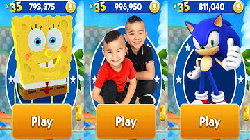 CKN Toys Car Hero Run vs Sonic Dash vs Tag with Ryan SpongeBob All Characters Unlocked