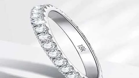 KNOBSPIN 2mm D Color Moissanite Ring 925 Sterling Sliver Solid 18k White Gold Eternity Band Wedding