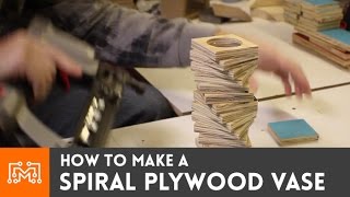 How to make a spiral plywood vase Learn how to make a spiral plywood vase using a cheap, store bought glass insert. NEW SHIRTS! http://www.iliketomakestuff.com/