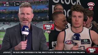 Sam Walsh - Fox Footy Interview after the Blues beat Dees - AFL Finals 2023