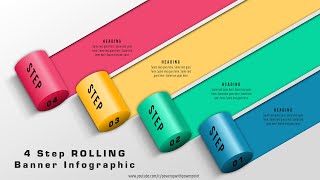 65.[PowerPoint] Create 4 Step ROLLING 3D  Banner Infographic🔥🔥🔥|Free PPT slide Template