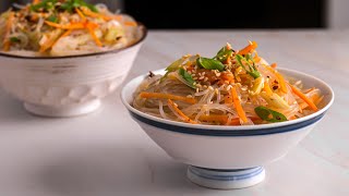 Chinese Glass Noodle Salad with Spicy Dressing - Easy Vegan Recipe