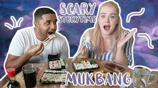 SUSHI MUKBANG & SCARY STORYTIMES  | REBECCA DENISE