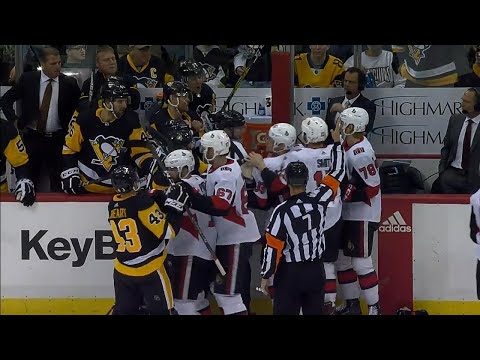 Smith jumps Penguins' bench after Malkin's slash & cross-check