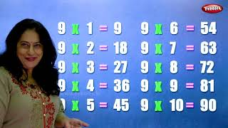 Table of 9 in English | 9 Table | Multiplication Tables in English | Learning Video | Pebbles Rhymes