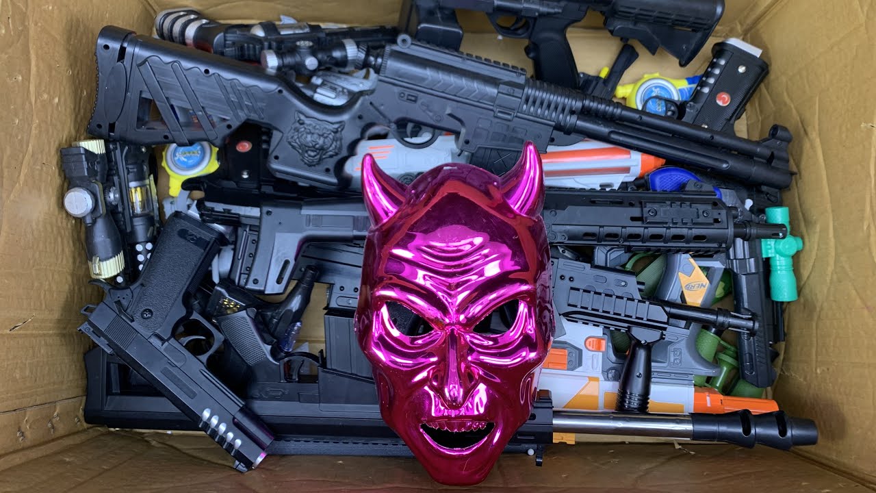 Фиолетовая маска для Хэллоуина, Игрушечные реалистичные пистолеты, Пистолеты с заполнением ящиков