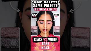 Same Shimmer/Glitter Eyeshadow🌸🖤 on Black vs White Base #makeupexperiment #makeuphacks #makeuplovers