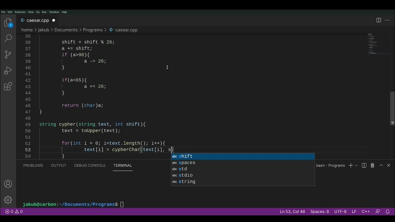 ASMR Coding a Encryption by Caesar's Cypher in C++ - YouTube
