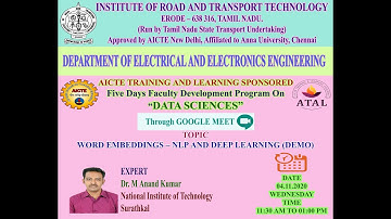 Word Embeddings – NLP and Deep Learning (Demo)Dr. M Anand Kumar NITK - Surathkal IRTT ATAL FDP
