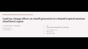 Land use change effects on runoff generation in a humid tropical montane cloud forest... | RTCL.TV