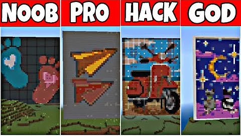 Noob vs Pro vs Hacker vs God minecraft pixel art