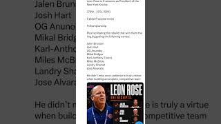 Leon Rose, since he became president of team operations for the New York Knicks ￼