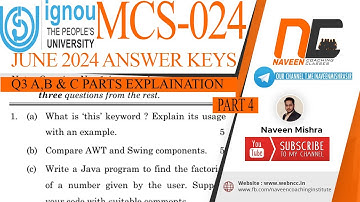 MCS24 | June2024 | Part 4 | Q3 a,b & c solutions explained(hindi) #ignouexams #ignoubca #bcasolution