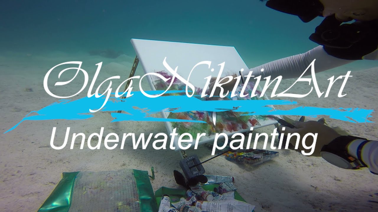 Underwater Painting by Olga Nikitina, FISHING was created underwater at the depth of 8.5 meters