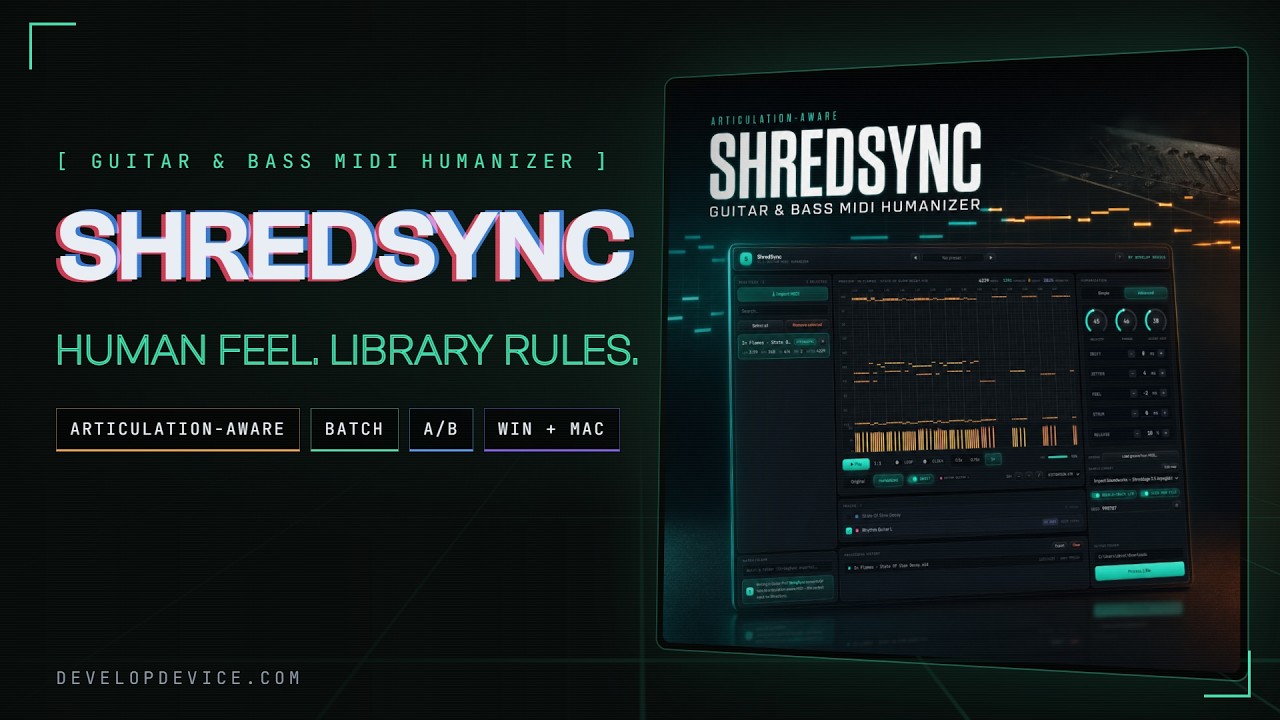 ShredSync: Guitar & Bass MIDI Humanizer