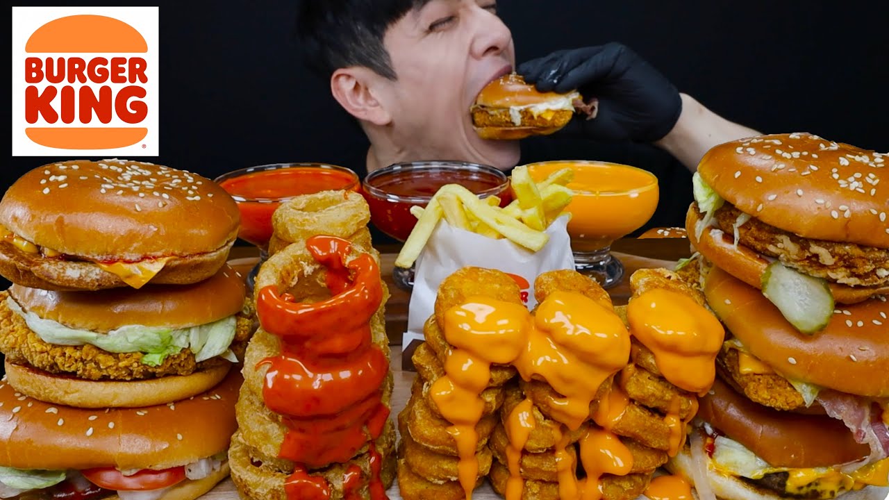 ASMR 버거킹 신메뉴 크리스퍼버거 & 치즈와퍼 & 너겟킹 & 어니언링 & 감자튀김 먹방 BURGERKING SPECIAL REAL SOUND MUKBANG