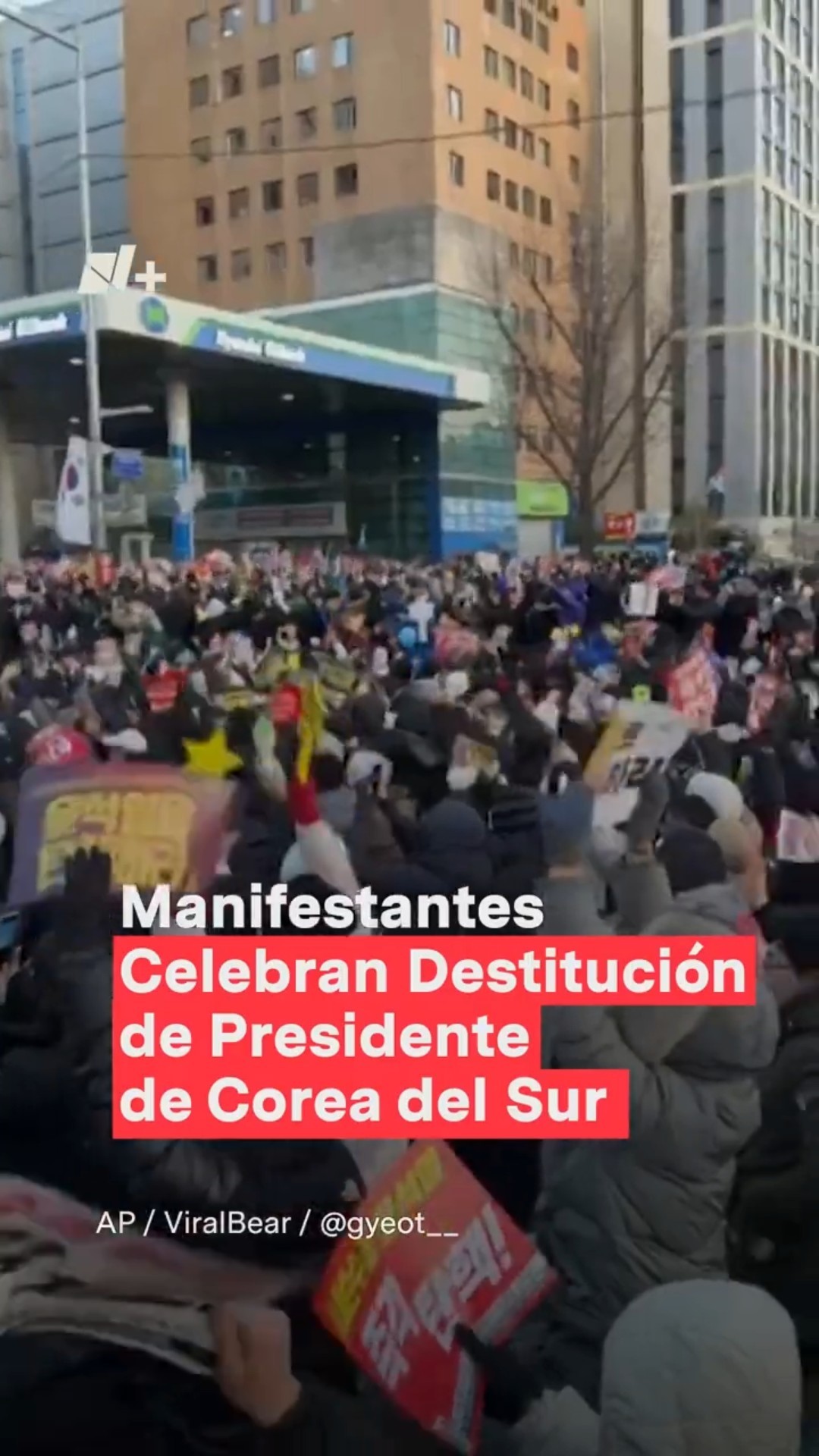 Así celebraron la destitución del presidente surcoreano #nmas #shorts #coreadelsur