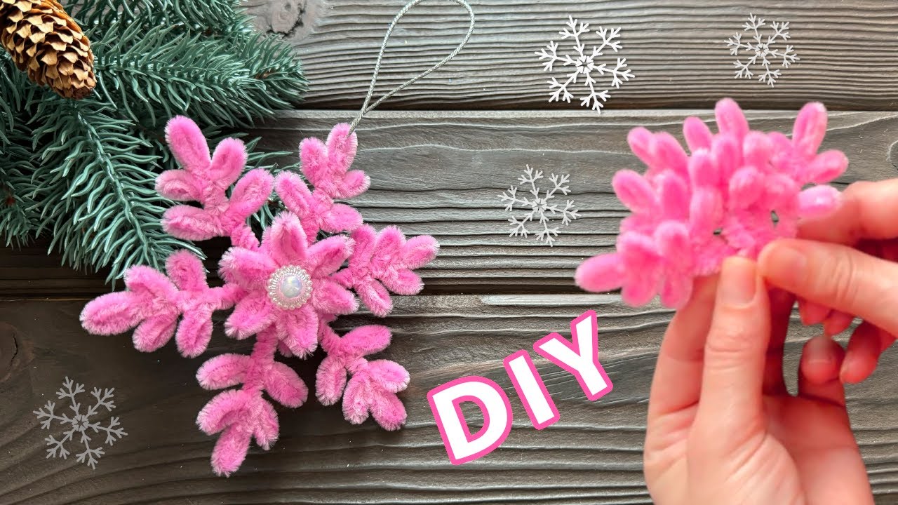 Christmas Crafts Ideas How to make Snowflake with Chenille Wire Christmas Snowflake Pipe Cleaner
