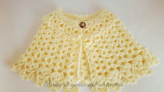 How to crochet an open Round Poncho بونشو كروشية دائري مفتوح للأطفال وينفذ لكل المقاسات