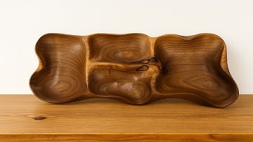Hand-Carved Walnut Quadruple Bowl | Organic Modern Woodworking Art