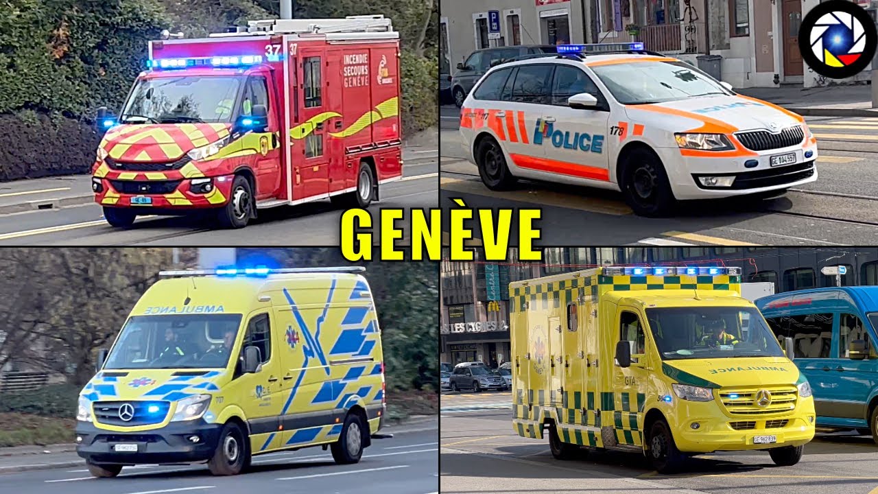 Compilation de Véhicules de Secours en Urgence à Genève 