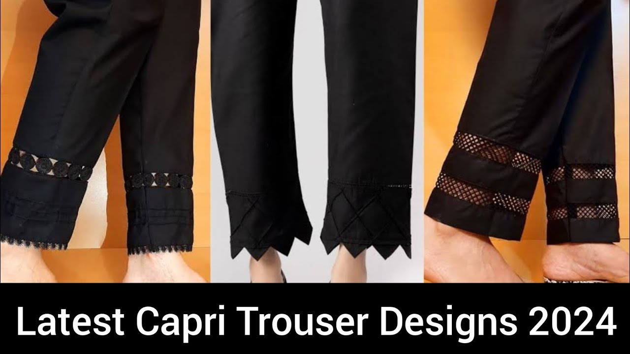 Latest black trouser Design||Black capri designs 2024||Stylish Ladies  trouser design ideas