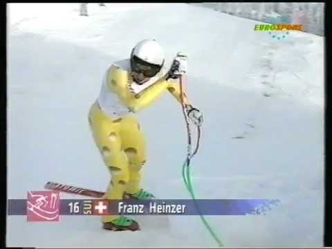 Franz Heinzer (Schweiz) bricht unmittelbar nach dem Start seine Bindung [Eurosport Germany]