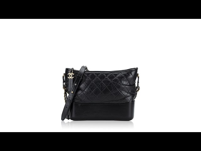 Chanel Black/White Quilted Aged Calfskin Leather Medium Gabrielle Hobo Bag