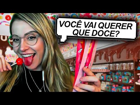 ASMR - ATENDENTE DE DOCERIA TE FAZENDO PERGUNTAS 😈