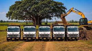 JCB 3Dx Xpert Backhoe Machine Loading Mud In My Tata Tripper 3180 | Bharatbenz 3150 | Swaraj Tractor