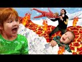 LAVA RESCUE MiSSiON!!  Adley helps family ESCAPE! Surprise Snowball floor is lava ball challenge