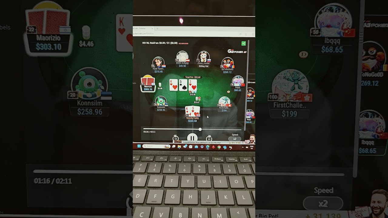 $500 pot!  3x pot overbet on flop! 